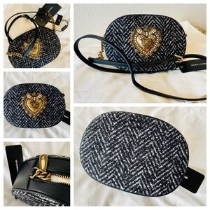 DOLCE & GABBANA Wool Crossbody | Clutch Bag with Antique Gold & Pearls NWT